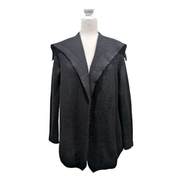 Vince Black Yak Wool Blend Heavy Knit Shaw Collar Pockets Open Granny Cardigan S - Picture 1 of 11